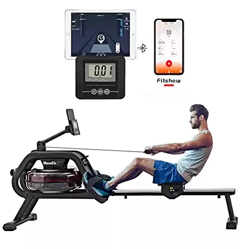 HouseFit Water Rower Rowing Machine with Bluetooth APP